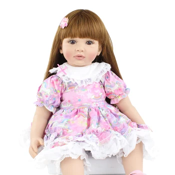 60cm Minkšto Silikono Lėlės Reborn Žaislai Mergina ilgais Plaukais Princesė Bamblys Bebies uzpost Lėlės Vaikas Mados Gimtadienio Dovana - 