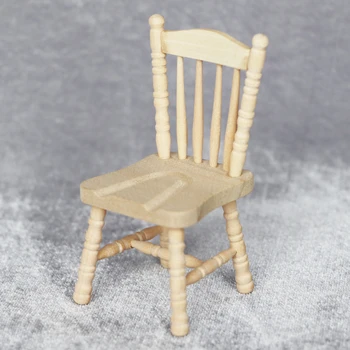 Lėlių namelio Medinės Kėdės 1:12 Nebaigtų Miniatiūrinės Medinės Modelio Kėdės Maža Modelis Baldai už Lėlių namelio Apdaila - 