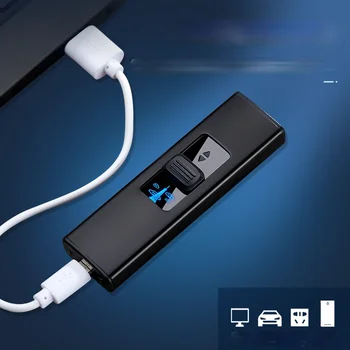 Dvigubo Kampo LED LCD Ekranas, Žiebtuvėlio USB Patogus Įkrovimo Aplinkos Apsaugos Elektroninių Lengvesni Dūmų Accesoires - 