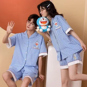 Japonijos Anime Pijama Rinkinys Moterims Pora Pižama Kawaii Doraemon Pyjama Harajuku Pledas Roomwear Trumpomis Rankovėmis Vasarą Homewear Kostiumas - 