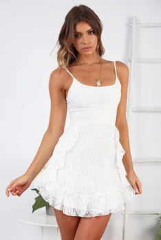 Moterų Suknelės 2021 M. Vasaros Baltos Mados Spausdinti Susiėmę Diržas Ponios Suknelė, Mini Suknelė Sexy Diržas Apvalios Kaklo Vestuvių Klubas - 