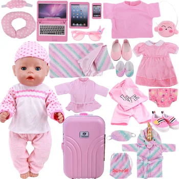 Rožinės Lėlės Drabužiai Pižama miegmaišį/Batai/Lagaminą Už 18Inch Amerikos Lėlės Mergaitėms 43Cm Reborn Baby Lėlės Priedai Vaikams, Žaislas - 