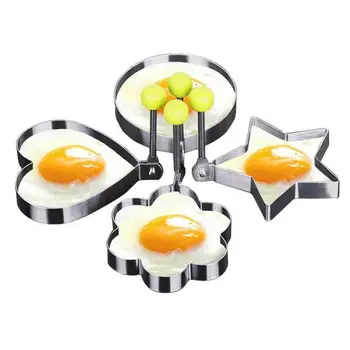 5vnt/set Nerūdijančio Plieno 5 Stiliaus Kiaušinių Blynas Pelėsių Kiaušinių Virimo Žiedo Ratą Kūrybos Apdaila, Virtuvės Reikmenys Įtaisą Žiedai - 