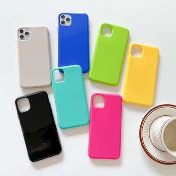 Neon Liuminescencinės Želė Telefono dėklas Skirtas iPhone 12 Mini Pro 11 Max XR XS 7 8 Plus X SE 2020 Candy Spalva, Blizgus, Minkštas TPU Galinį Dangtelį - 