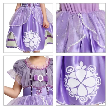 Princesė Sofija Vaikai Halloween Party Dress up Sluoksniuotos Rankovėmis Gėlių Tiulio Kamuolys Suknelė Kūdikių Mergaitės - 