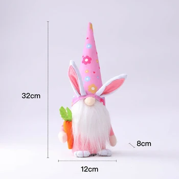 3 Vnt Easter Bunny Gnome Gėlių Morkų Beveidis Pliušinis Lėlės Namuose Šalis Žaislas Velykų Dieną Namų Apdailos, Dovanos, Vaikams, Suaugusiems - 