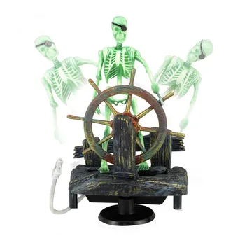 Naujų Veiksmų-Akvariumas Ornamentu Skeleto Piratu Kapitonas Žuvų Bako Apdailos Kraštovaizdžio - 