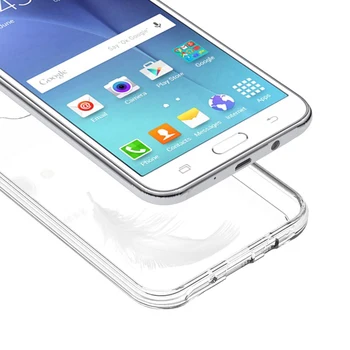 Minkštos TPU/PC Case For Samsung Galaxy J7 J700 Fundas Rubisafe atsparus smūgiams Crystal Clear 