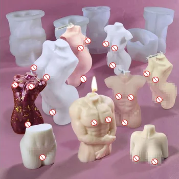 Naujas Vyrai Moterys Žvakė Silikono Formos 3D Vyriškos lyties Nėščios Moters Kūno Drovūs Moteris Aromaterapija Muilo Žvakė Silikono Formos Žvakė Priėmimo - 