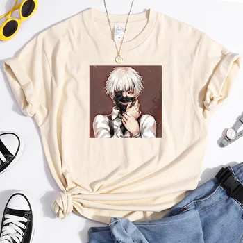 Tokijo Pabaisa Print T Marškinėliai Moterims Anime Drabužių Atsitiktinis Harajuku Streetwear Prarasti Negabaritinių Marškinėliai Įgulos Kaklo Tee Viršūnes Moteris - 