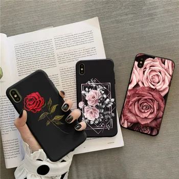 Ryškiai Raudonos Rožės, Gėlės Silikoninis Telefono dėklas Skirtas iPhone 11 12 Pro Max 8 7 6s Plius XR Xs Max 12 mini X 5S SE 2020 Padengti Rubisafe - 