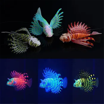 Akvariumas Dirbtinės Šviesos Lionfish Žuvų Bakas Kraštovaizdžio Silikono Netikrą Žuvų Plūduriuoja Švyti Tamsoje Ornamentu Namų Puošybai - 