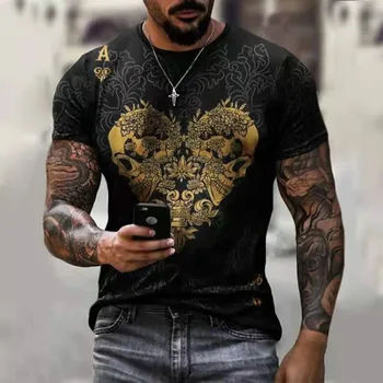 Vyriški 3D atspausdintas T-shirt animacinių filmų streetwear trumparankoviai 2021 m. vasaros lauko tee Harajuku kvėpuojantis marškinėliai tendencija - 
