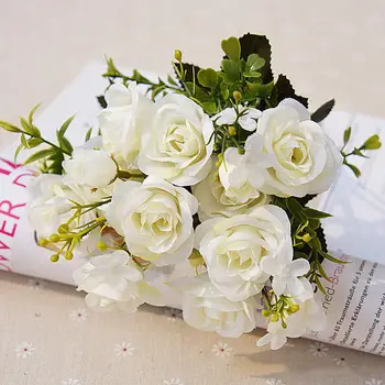 1 Puokštė 15 Galvų Dirbtinis Royal Rose Europos Stiliaus Gėlės Namuose Kambario Dekoro Stalas Netikrą Gėlių, Vestuvių Dekoravimas - 