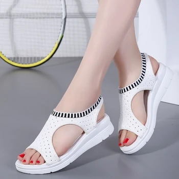 Žuvies burna sandalai moterų naujų didelių megztų butas batai vasaros paplūdimio sandalai - 