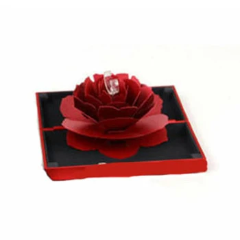 Gražus 3D Pop-Up Rožės Žiedas Lauke Vestuvės Vestuvinis Papuošalų Laikymo Stačiakampio Pasiūlymą Sukasi Išaugo Gėlė, Žiedas Lange ds99 - 
