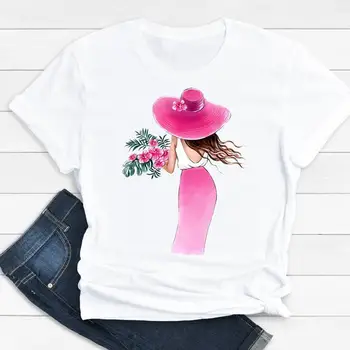 Moterų Drabužiai Animacinių filmų Saldus Mielas Mujer Camisetas Vasaros Spausdinti Mados trumpomis Rankovėmis Marškinėlius Moterų Tee Viršuje Grafinis T-shirt - 
