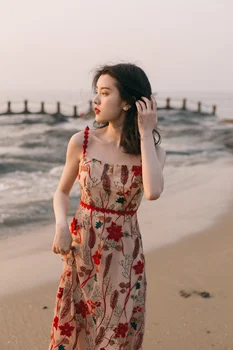 Vasaros Camisole Paplūdimio Suknelė Lieknas Moteris, Bohemiškas Stilius Akių Appliques Gėlių Rankovių Atsitiktinis Lady Suknelės Vestido Playa - 