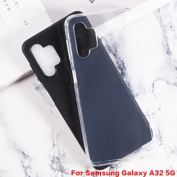 Skaidrus, Telefono dėklas, Skirtas Samsung Galaxy A32 5G Galinį Dangtelį Soft Black TPU Case For Samsung A32 5G SM-A326B Silikono Caso Etui - 
