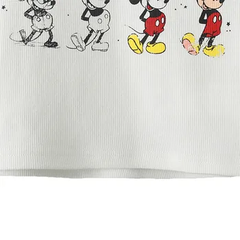 Artsnie Vasaros 2021 Mickey Mouse T Shirt Moterims, O Kaklas Trumpas Rankovės Apkarpyti Viršūnes Streetwear Balta Atsitiktinis Liesas Disney marškinėliai - 