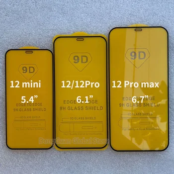 9D 3Pcs Grūdintas Stiklas iPhone 11 12 Mini Pro Max Screen Protector, iPhone X Xr Xs Max 7 8 6S Plius SE2020 Visiškai Padengti Stiklo - 