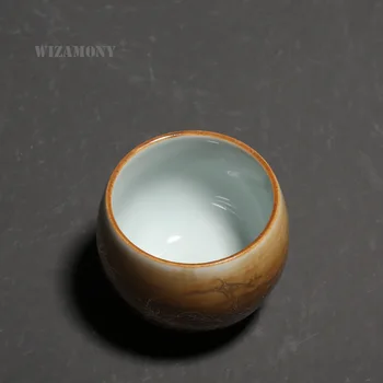 WIZAMONY Aukso Folija Keramikos Teacup Keramikos Kung Fu Arbatos Nustatyti pagrindinį Taurės Buitinių Arbatos Puodelio - 