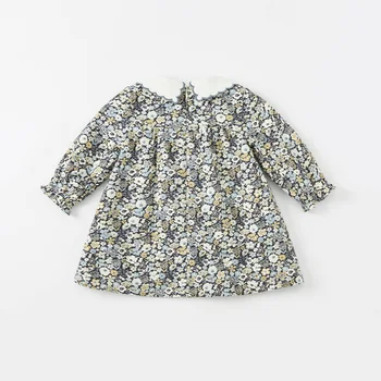 DBZ19323-2 dave bella rudenį baby girl mielas gėlių spausdinti suknelė vaikų mados šalis suknelė vaikams kūdikiams lolita drabužiai - 