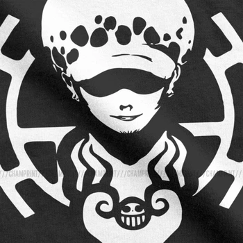 Kapitonas Širdies Piratų T Marškinėliai Vyrams Medvilnės Juokinga T-Shirt Trafalgaro Teisės One Piece Anime Tee Marškinėliai trumpomis Rankovėmis Viršūnes Dovana - 