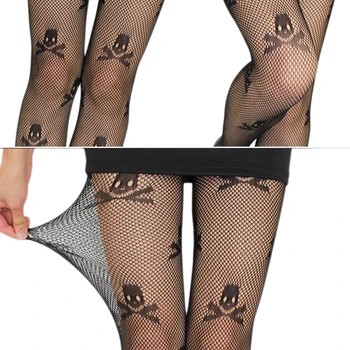 Seksualus apatinis Trikotažas Mada seksuali moteris panele juoda kaukolė erotika kojinės tinklelio kojinės minkštos pėdkelnės, elastiniai pėdkelnės porno GA146 - 