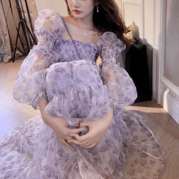 Mados Suknelė Moterims Vasaros korėjos Estetinės Drabužius Harajuku Cottagecore Vintage Suknelė Elegantiškas Šifono Suknelė - 