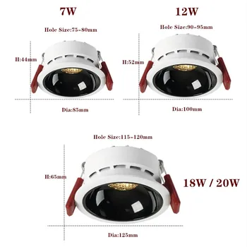Downlight Įleidžiamas Led Downlight Pritemdomi Vietoje, Led Lubų šviestuvas Apvalus LED Šviesos AC110V 220V 7W 12W 18W Gyvenimo Kambario, Miegamasis - 