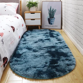 Šiaurės ins stilius paprastas kilimas modernių namų lovos miegamajame kiliminė danga storio ovalo gradientas kilimėlis vaikams nuskaitymo kilimas La alfombra - 