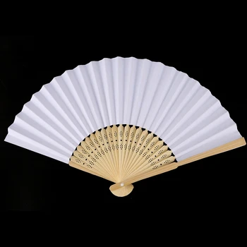 50 vnt./kiekviena ranka-dažytos, sulankstomas knygos ventiliatorius nešiojamų šalis vestuvių prekių vertus šokių gerbėjas dovana Kinijos apdaila 21cm (baltas) - 