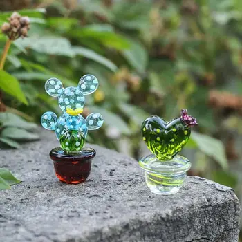 Dirbtinis Kūrybos Namų Puošybai Stiklo Kaktusas Darbalaukio Ornamentu Mikro Kraštovaizdžio Mini Amatų Miniatiūros Figūrėlės - 