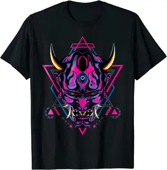 Samurajus Demonas Oni Akuma Kaukė Bushido Dvasia Japonijos T-Shirt Juoda S-5Xl - 