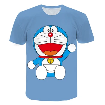 Doraemon mergina 3D įdomių mados T-marškinėliai, drabužiai vaikams, 2021 m. vasaros drabužių vaikams nuo 4 iki 14 metų amžiaus, T-shirt - 