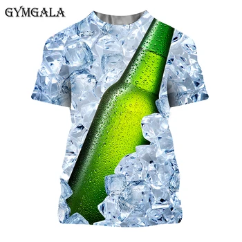 Vasaros pasiūlymai Vyrų T-shirt goth marškinėliai alaus Trumpas Sleevestriped marškinėliai vyrams, O-Kaklo Viršūnes Tees Juokinga 3D Atspausdintas Streetwear Marškinėlius - 