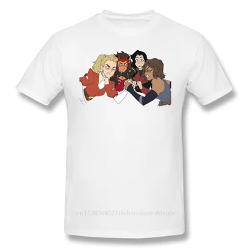 Adora Vs Korra Spausdinti Medvilnės Marškinėliai Camiseta Hombre Garsaus Anime Ji-Ra Princesė Galios Manga Vyrų Mados Streetwear Marškinėliai - 