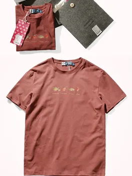 2021 m. Vasarą Naujas Kinų Stiliaus trumpomis Rankovėmis Atspausdintas T-shirt Vyrų Mados Prarasti Medvilnės Plauti Senas Pora Viršūnės su Paketas - 