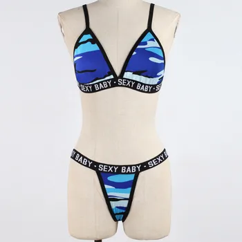 Seksualus Micro Bikini Nustatyti Moterų Maudymosi Kostiumėlį Kamufliažas Push Up Bikini Maudymosi Kostiumėliai, Maudymosi Kostiumą, Moterims 2020 M Plaukimo Kostiumas Tankini - 