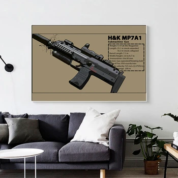 AK47 RPG Pistoletas rusų Ginklas Diagramos Drobė Spausdina Tapybos Plakatai Sienos Menas Nuotraukas Kambarį Decoratio Nemokamas pristatymas - 