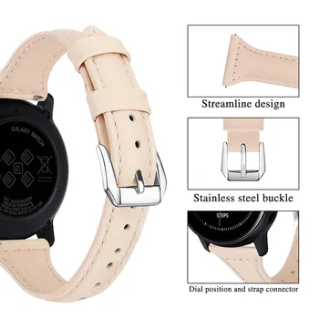 Smart watch priedai Samsung Galaxy Žiūrėti Aktyvus 42/44mm juosta 20mm 22mm Pirmas sluoksnis karvės odos odinis dirželis moterims - 