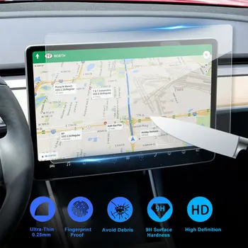 15 Colių Automobilių Screen Protector, Aišku, Grūdintas Stiklas Ekrano apsaugos Tesla Model3 Navigacijos Apsauga - 