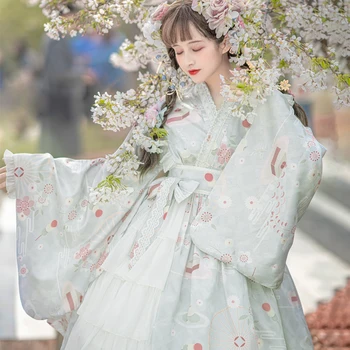 Japonija Stilius Derliaus Lolita Suknelė Kimono Rankovėmis Drabužius - 