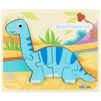 Dinozauras, Kūdikių Žaislai, Mediniai 3d Puzzle Tangram Formų Mokymosi Animacinių filmų Gyvūnų Žvalgybos Dėlionės Vaikams Švietimo - 