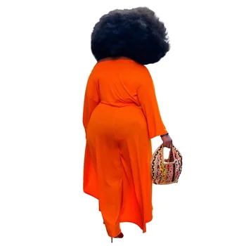 2 vnt Kelnes Rinkiniai Moteriški Drabužiai Plius Dydis 4XL 5XL Orange Afrikos Mados prarasti Aukštos Padalinta Amerikos Gatvės Atitikimo Rinkiniai - 