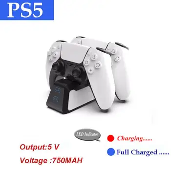 Už PS5 Dual USB Dirbti Greitai, 5V 720MAH Krovimo Doko Stotis Stovi Įkroviklio Play Station 5 Žaidimų Valdiklis Joypad Kreiptuką - 