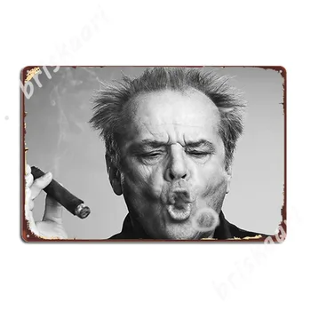 Jack Nicholson, Cigarų, Dūmų Žiedus, Juoda Ir Balta Fotografija Metalo Požymių Sienos Urvas Klubas, Baras Užsakymą Stendai Alavo pasirašyti Plakatai - 