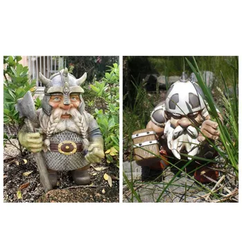 Kieme Dervos Gnome Paveikslas, Skulptūra Viking Skandinavų Nykštukas Lauko Sodo Statula Dekoravimas Ornamentais Micro Kraštovaizdžio Amatai - 