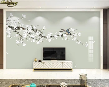 Beibehang Užsakymą 3d tapetai, freskos naujas kinų stiliaus rankų dažytos gėlės ir paukščiai filigranas baltoji magnolija fono sienos - 